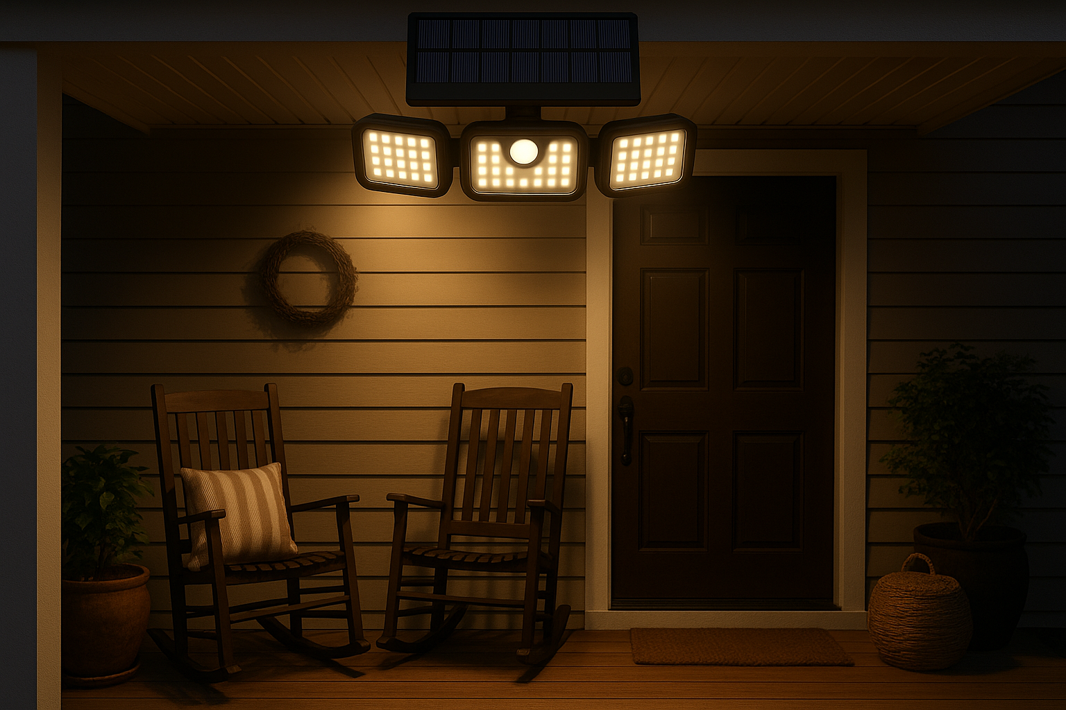 SolarGuard – LED 3-head outdoor lamp with motion sensor – IP65 waterproof