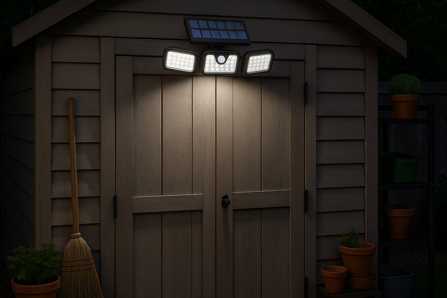 SolarGuard – LED 3-head outdoor lamp with motion sensor – IP65 waterproof