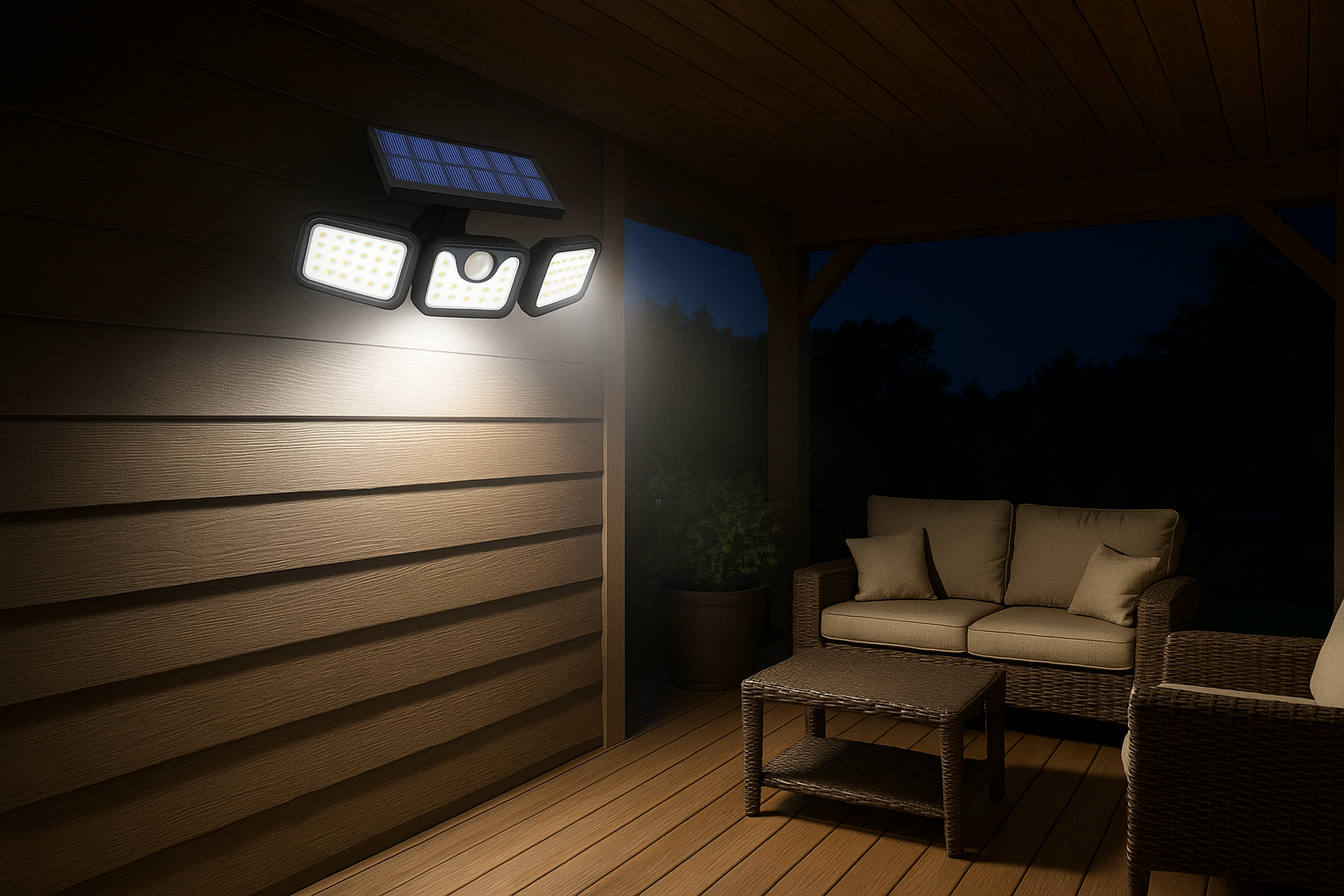 SolarGuard – LED 3-head outdoor lamp with motion sensor – IP65 waterproof