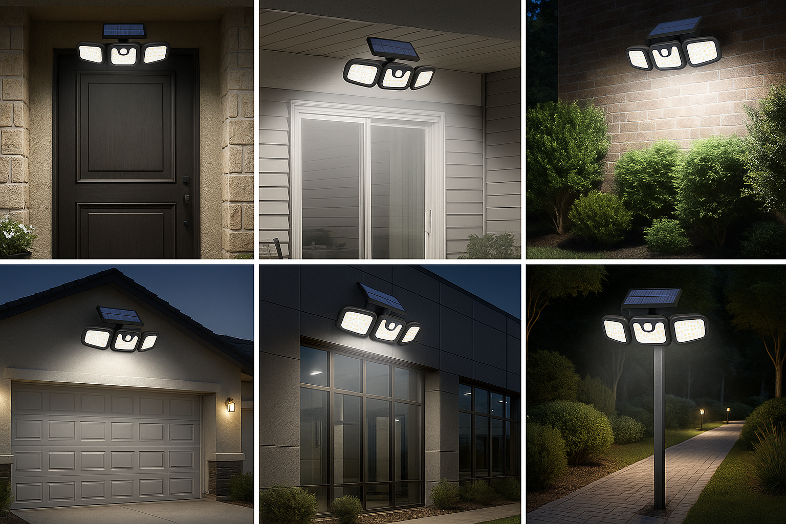 SolarGuard – LED 3-head outdoor lamp with motion sensor – IP65 waterproof