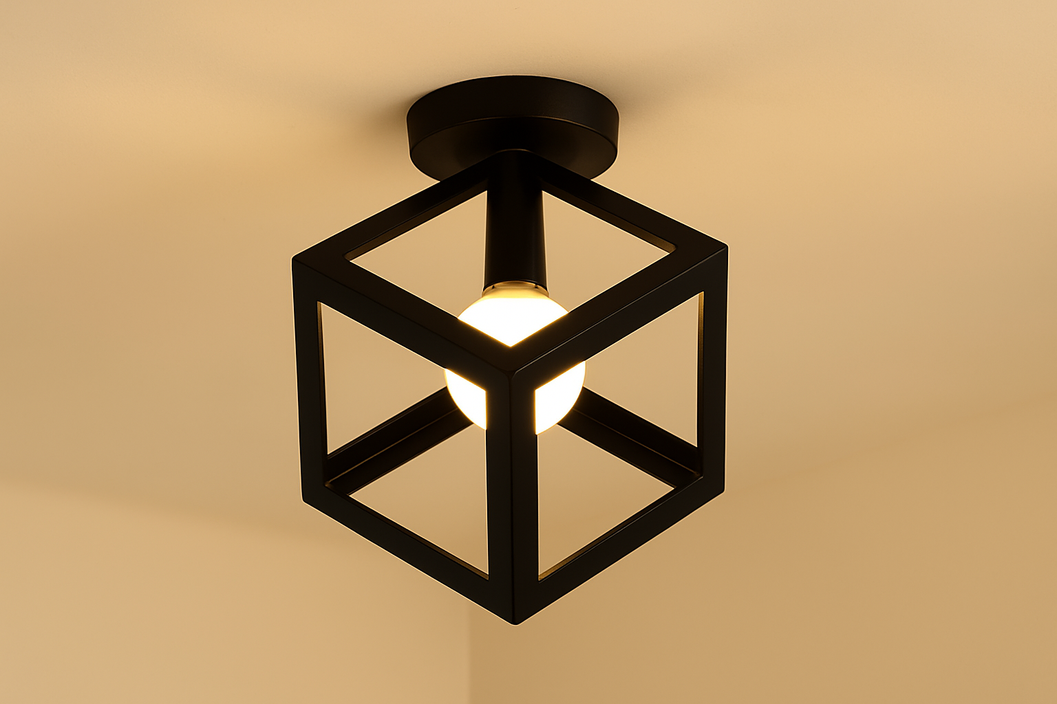 Lumora – Vintage semi-plafondlamp industrieel metaal – E27 fitting