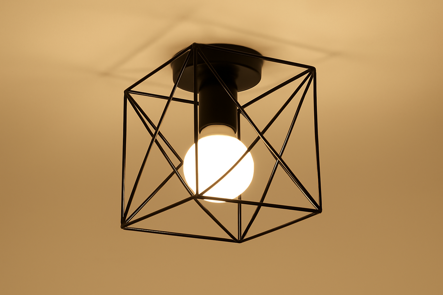 Lumora – Vintage semi-plafondlamp industrieel metaal – E27 fitting