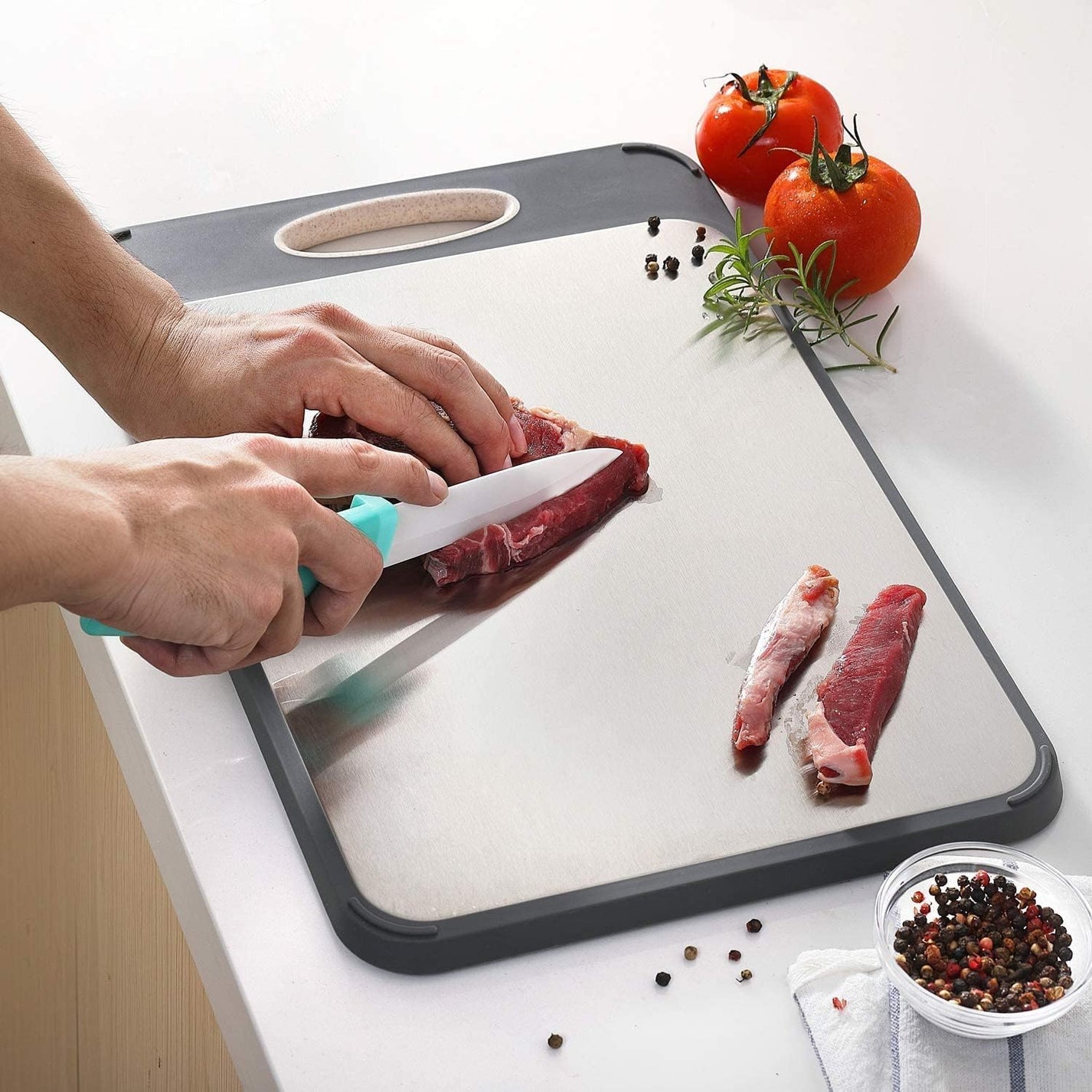 Steeluxe – Tabla de cortar de acero inoxidable – Higiénica y resistente al calor