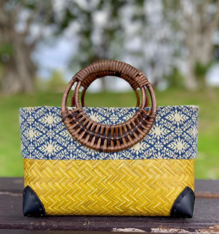 Melzano Sakura | Strand en Boho Stijl Modieuze tas van geweven bamboe