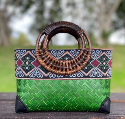 Melzano Sakura | Strand en Boho Stijl Modieuze tas van geweven bamboe