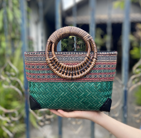 Melzano Sakura | Strand en Boho Stijl Modieuze tas van geweven bamboe