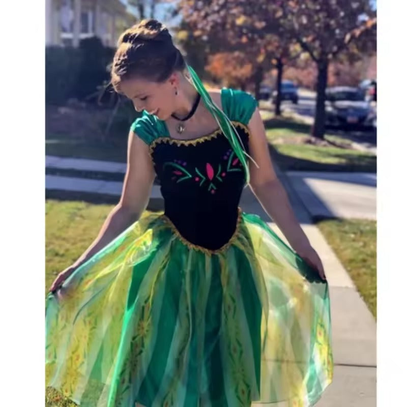 FairyGown – Prinsessenjurk Volwassenen Anna Cosplay Blauw – Halloween & Feest Kostuum