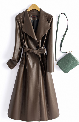 Dalarian Lange Leren Jas Dames | Luxe Warmte & Tijdloze Elegantie