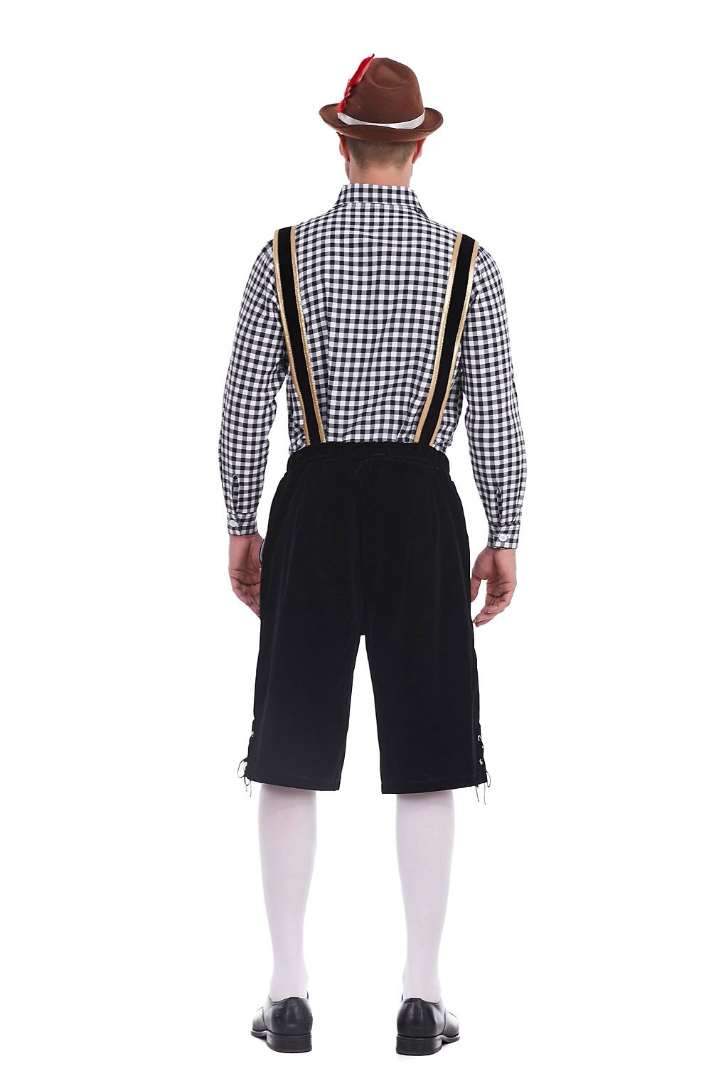 Heimatbursch – Conjunto de traje masculino con Lederhose bordado y camisa a cuadros