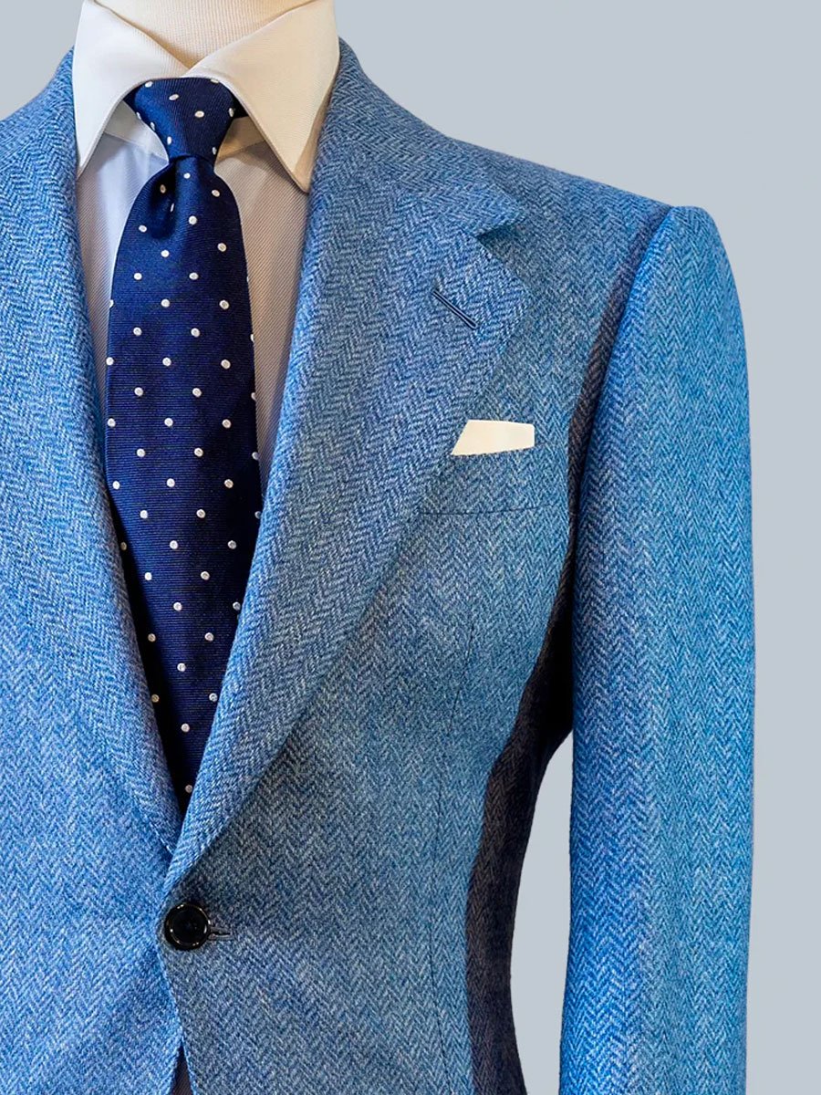 Blazer de solapa de lana espiga vintage para hombre - Estilo atemporal