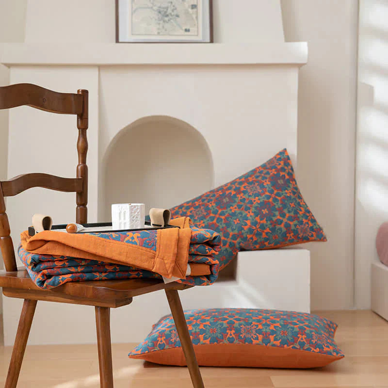 TerraLoom – Cotton duvet six layers orange-blue – Bedroom