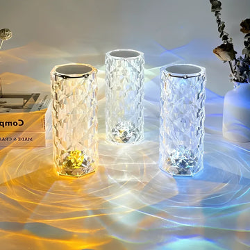 Aurora – Lámpara de mesa de cristal con control táctil – Regulable y recargable