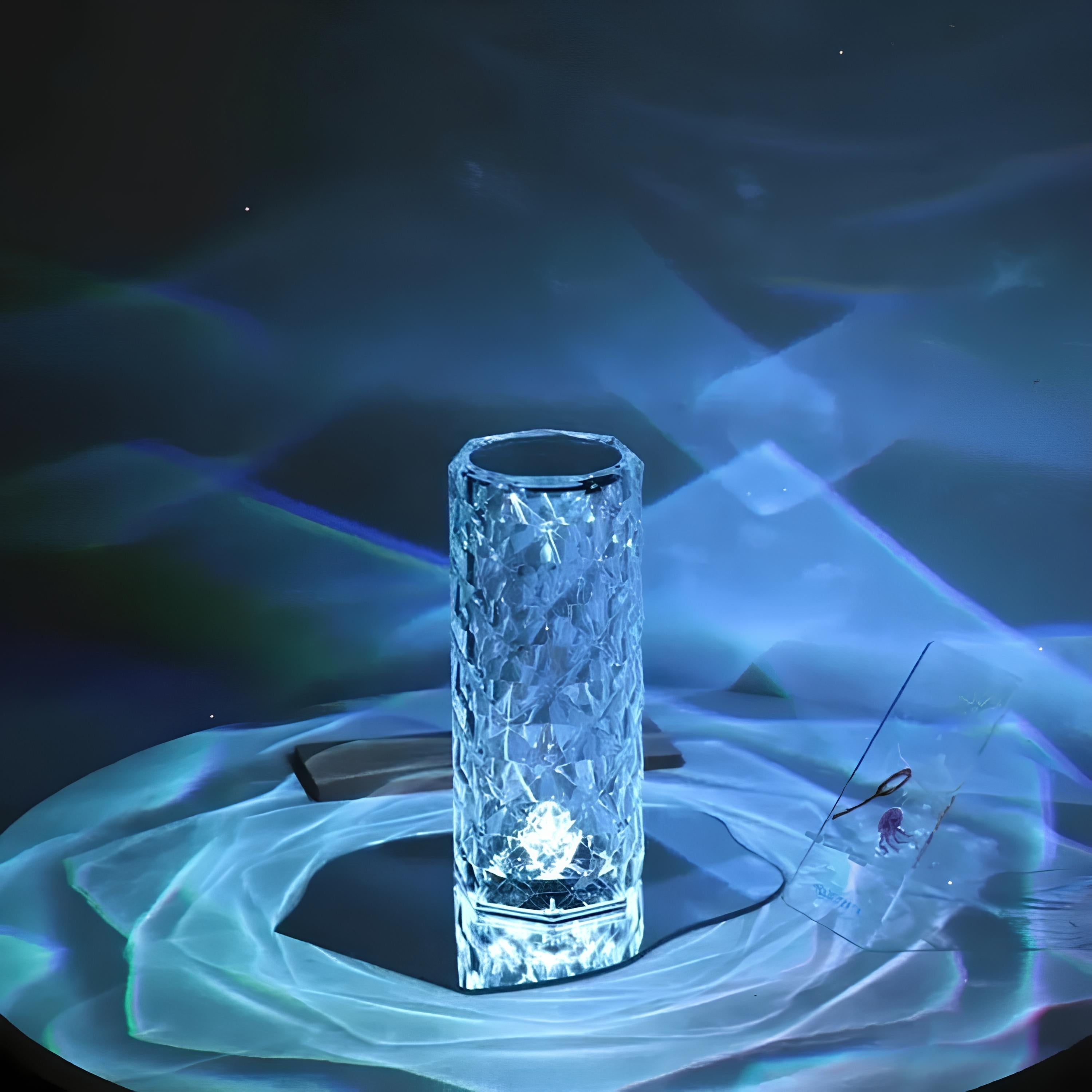 Aurora – Lámpara de mesa de cristal con control táctil – Regulable y recargable