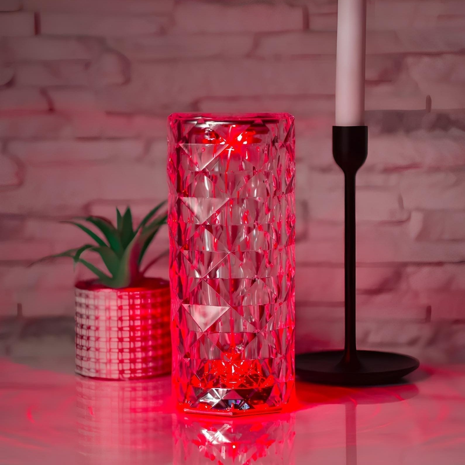 Aurora – Lámpara de mesa de cristal con control táctil – Regulable y recargable