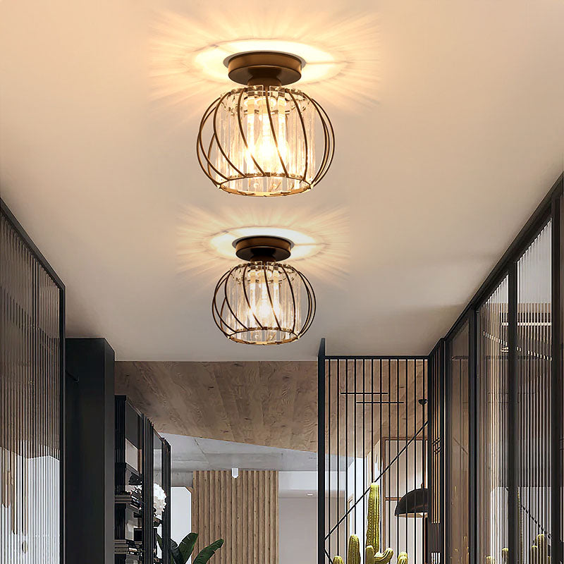 Glazora – Scandinavische plafondlamp – Glas & zwart ijzer design