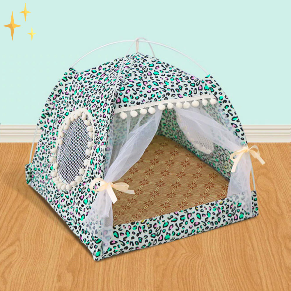 PetTent – Huisdierentent met gordijnen katoen – Katten en kleine honden