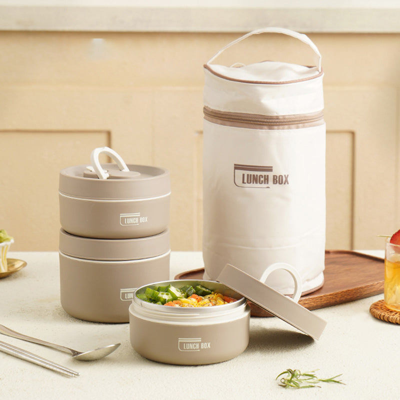 ThermoBox Lunchbox – Slimme Meerschichtige Lunchbox met Isolatie en GRATIS Draagtas voor Warme en Koude Maaltijden Onderweg