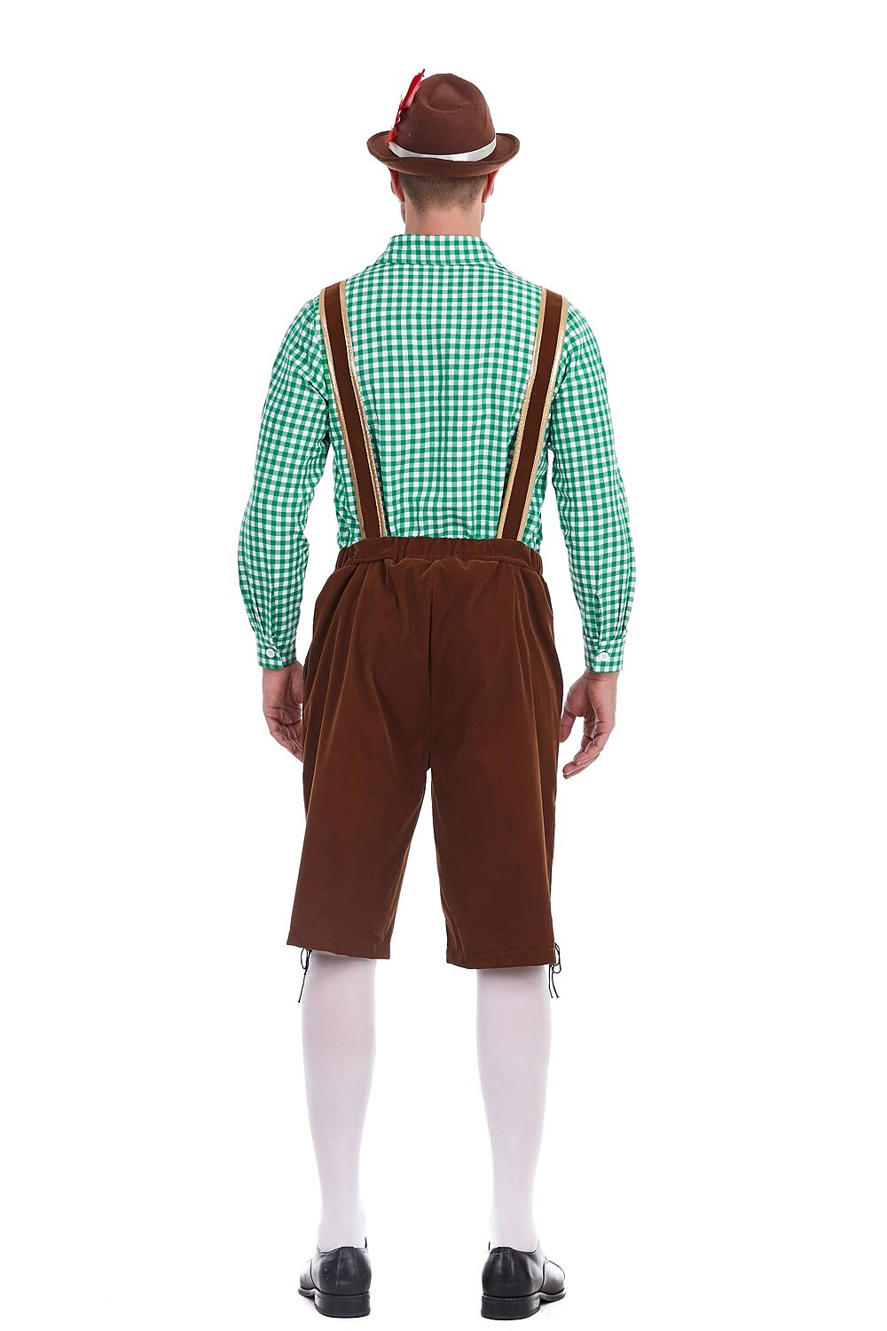Heimatbursch – Conjunto de traje masculino con Lederhose bordado y camisa a cuadros