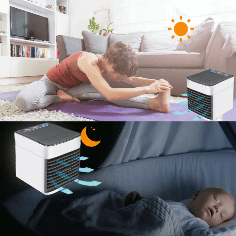 3-in-1 Draagbare Luchtkoeler – Koelt, Bevochtigt & Reinigt Stil en Slim