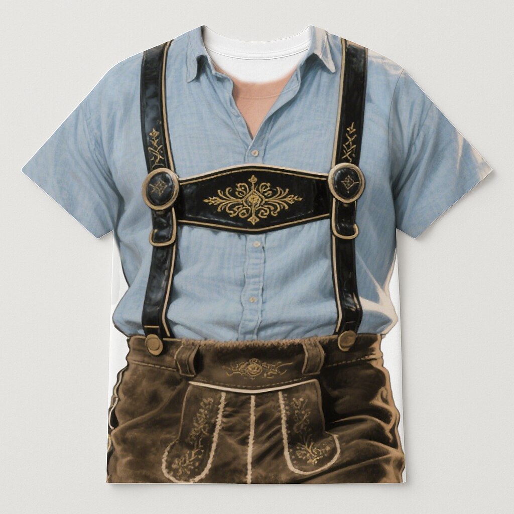 WiesnLook – Heren-T-Shirt met Lederhosen-Print – Oktoberfest Style
