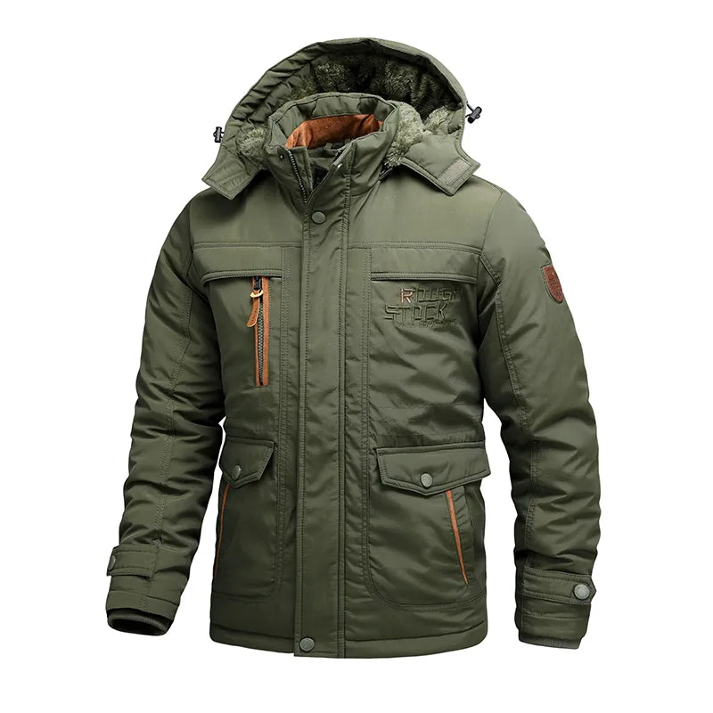 Fjorsen – Chaqueta de invierno para hombre impermeable con capucha y forro térmico