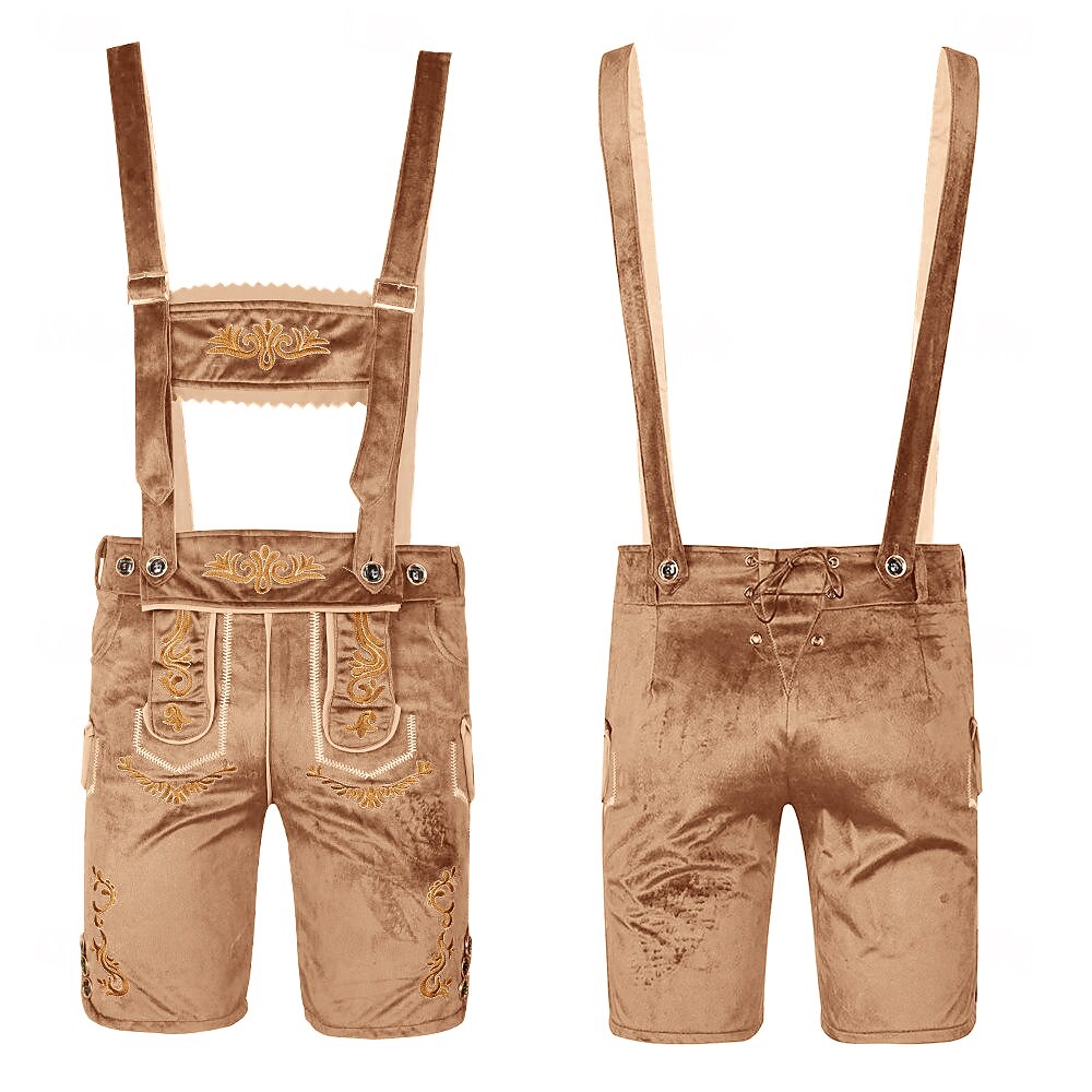AlpenKraft – Heren Lederhosen-Shorts met Borduursel – Bruin of Zwart