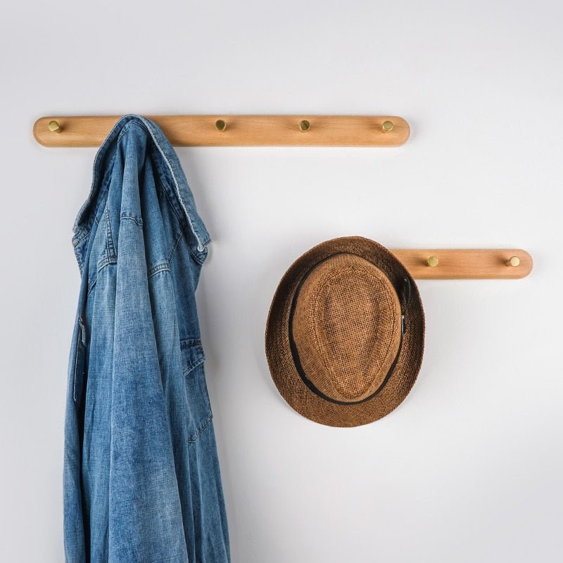 LignaHook – Houten Wandkapstok met Messing Haken – Moderne Woonopslag