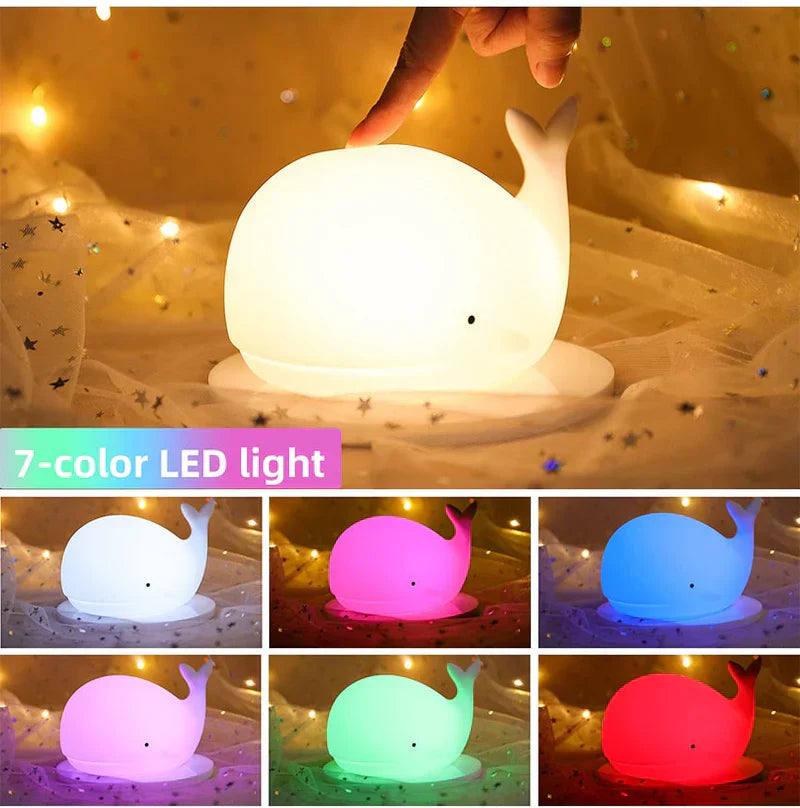 GlowWhale Walvis Nachtlampje – Schattig, Kleurverandering & Touch-bediening