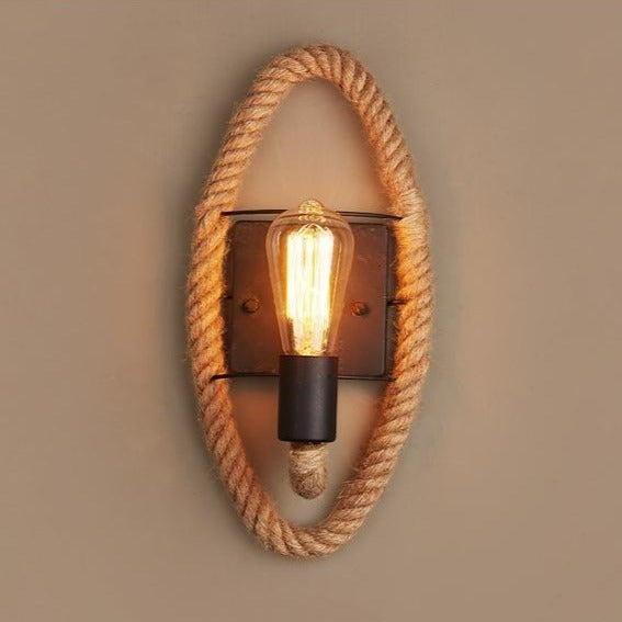 RusticRope – Vintage Rope Wall Lamp – Industrial Iron Retro Lighting