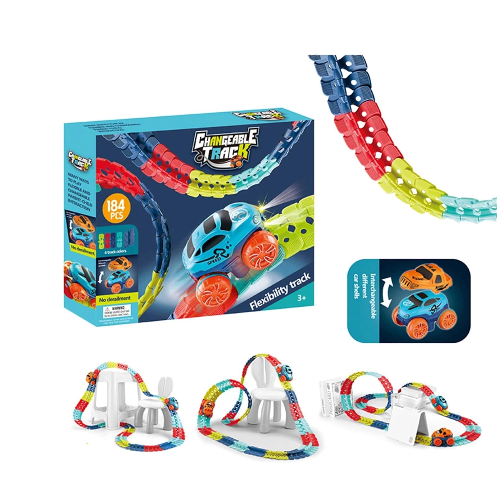 KidsPlay – Magnetische racebaan flexibel & verlicht – vanaf 3 jaar