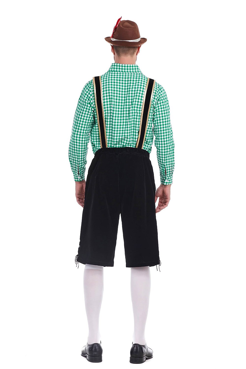 Heimatbursch – Conjunto de traje masculino con Lederhose bordado y camisa a cuadros