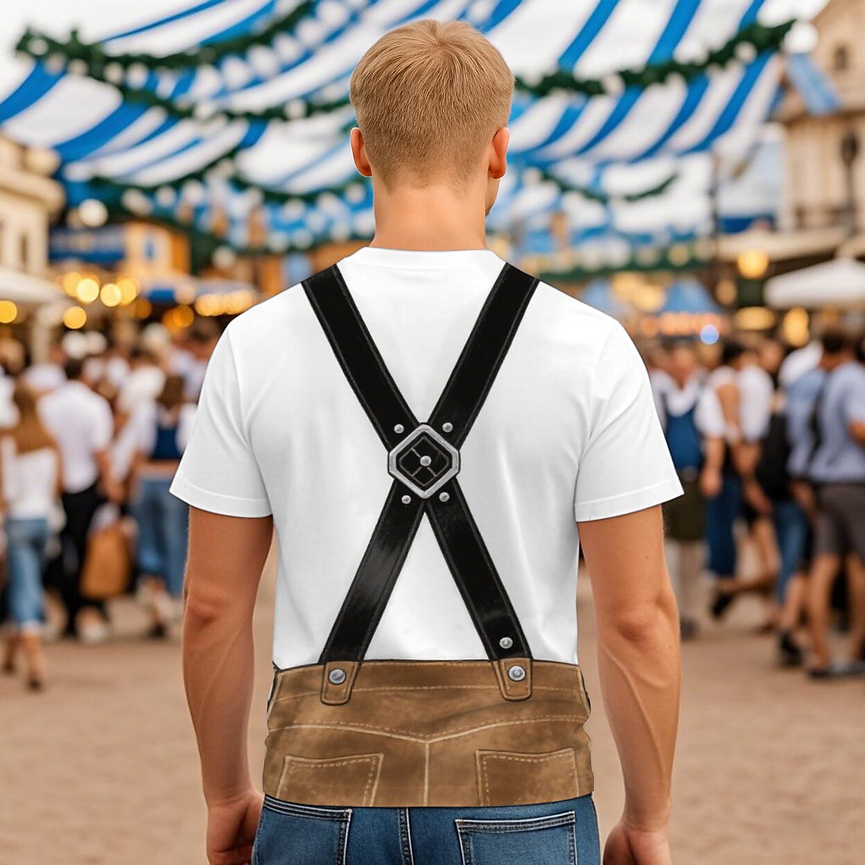 WiesnLook – Heren-T-Shirt met Lederhosen-Print – Oktoberfest Style
