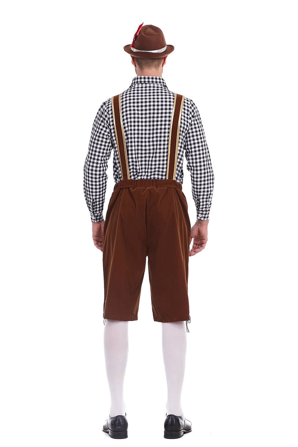 Heimatbursch – Conjunto de traje masculino con Lederhose bordado y camisa a cuadros
