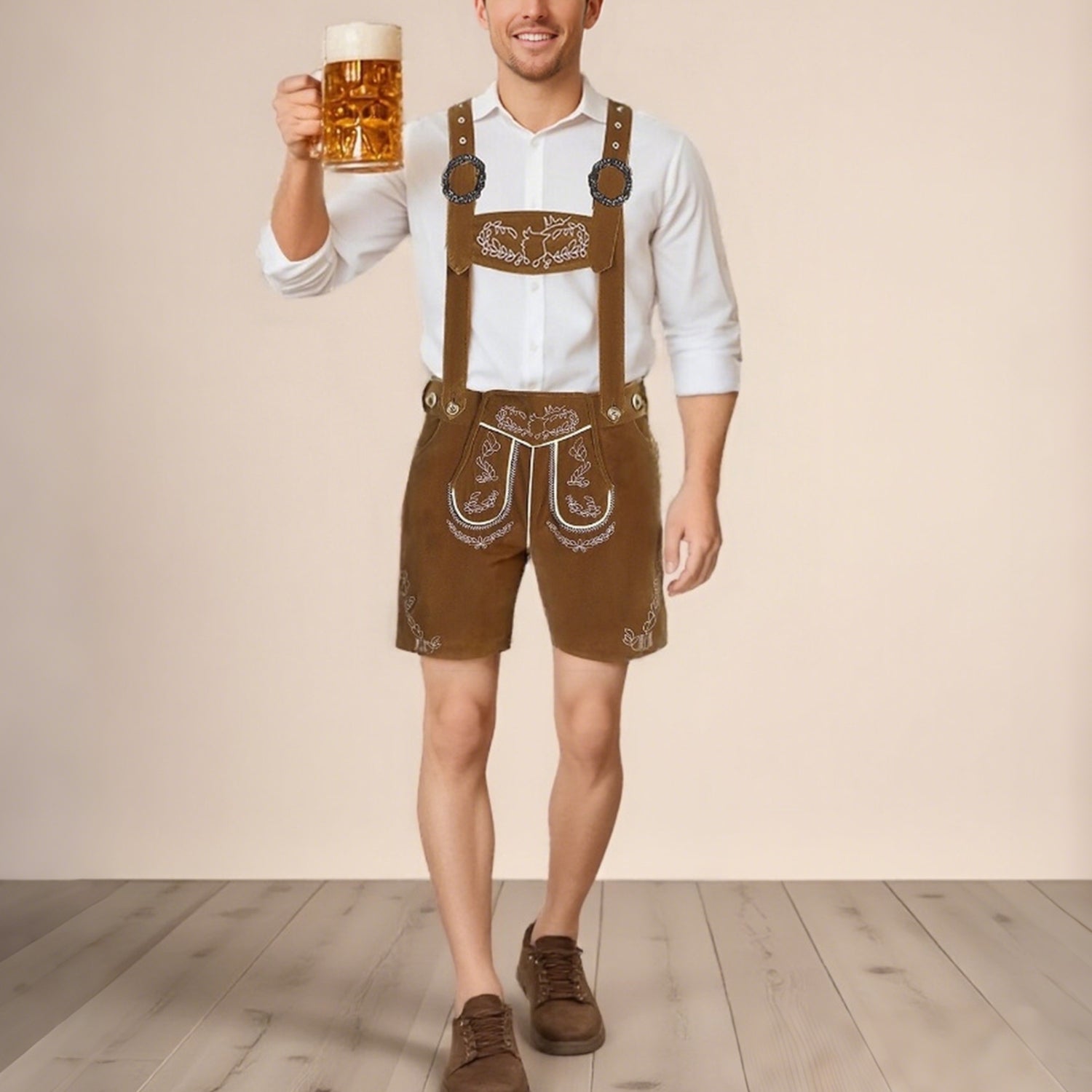 Berggeist – Beierse Lederhose Bruin met Borduursel – Oktoberfest Heren