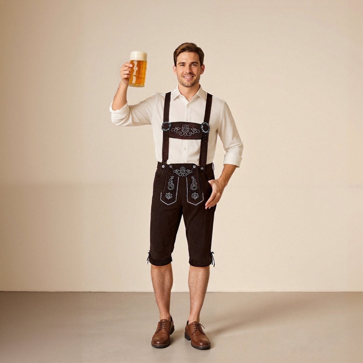 Alpenjunge – Leather shorts with embroidery for men, Oktoberfest