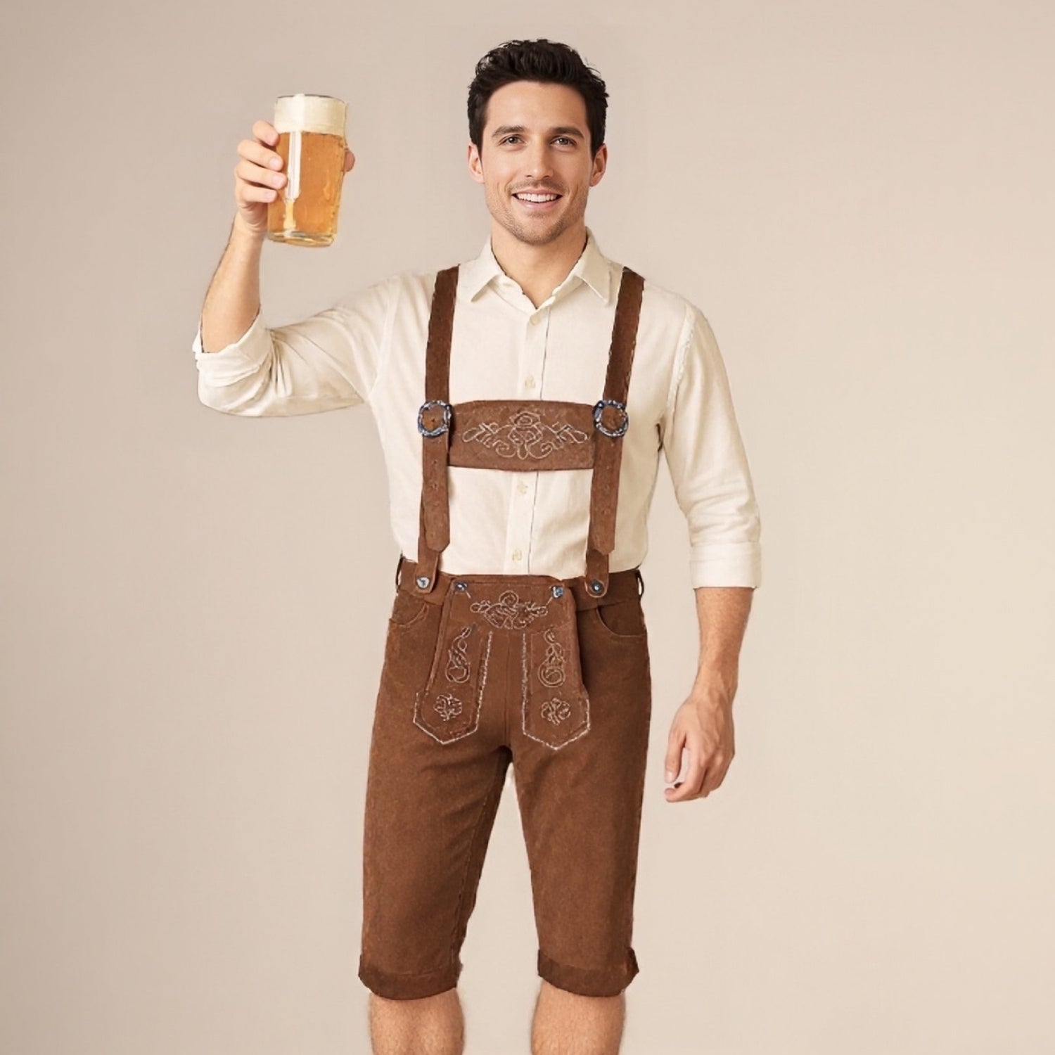 Alpenkraft – Leather shorts in wild leather look with embroidery – Oktoberfest men