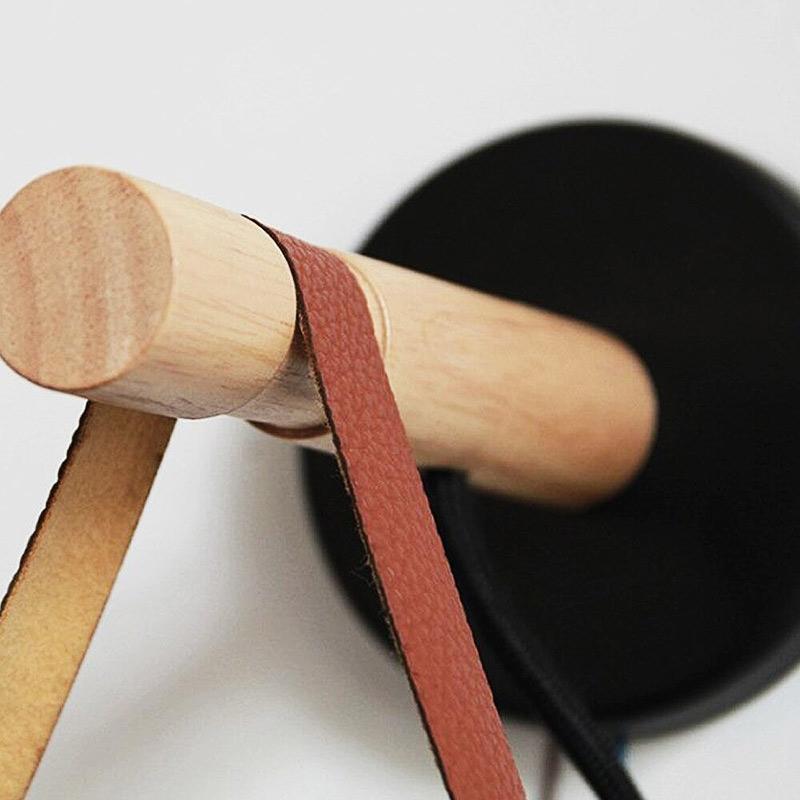 Luminara - Scandinavian wall lamp with wood & leather accent