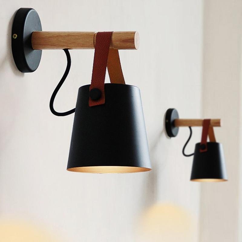 Luminara - Scandinavian wall lamp with wood & leather accent