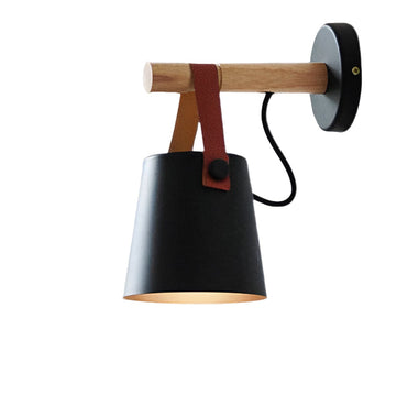Luminara - Scandinavian wall lamp with wood & leather accent
