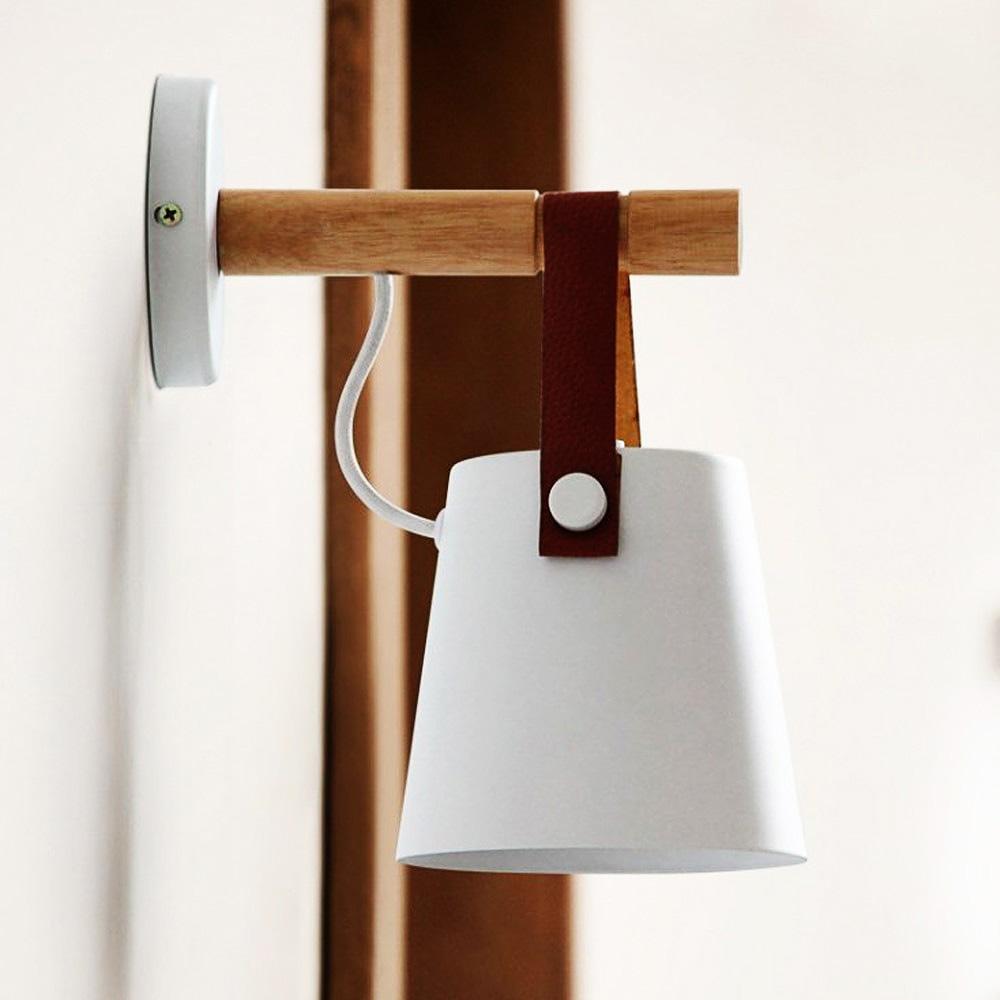 Luminara - Scandinavian wall lamp with wood & leather accent