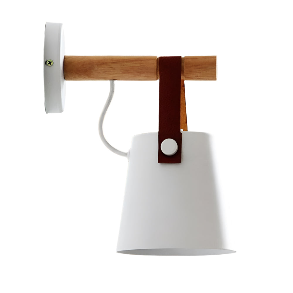 Luminara - Scandinavian wall lamp with wood & leather accent