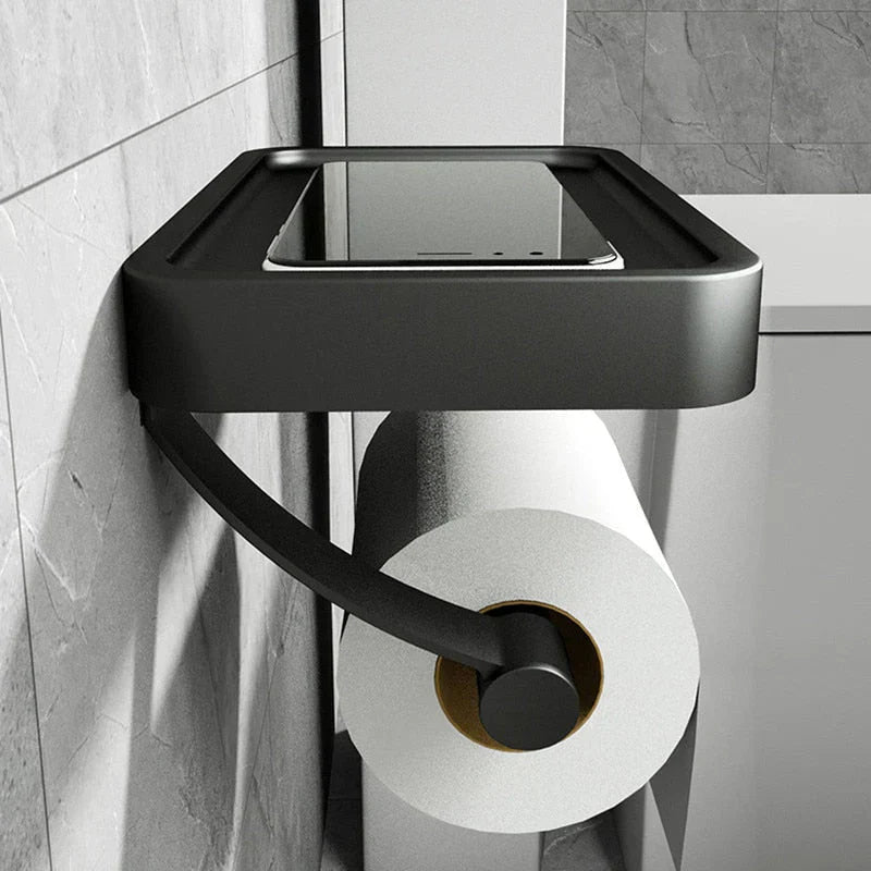 Stalux – Toilet roll holder with shelf stainless steel – Bathroom