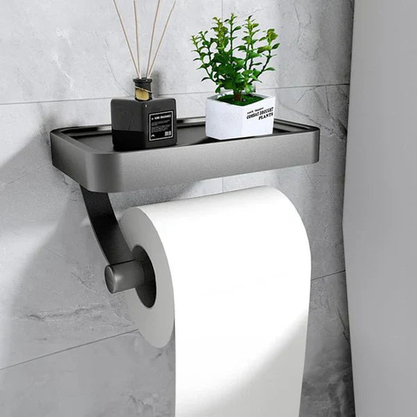 Stalux – Toilet roll holder with shelf stainless steel – Bathroom