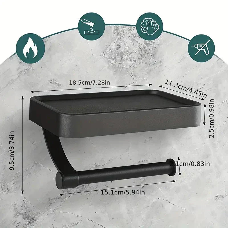 Stalux – Toilet roll holder with shelf stainless steel – Bathroom