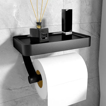 Stalux – Toilet roll holder with shelf stainless steel – Bathroom
