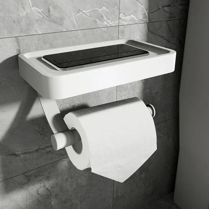 Stalux – Toilet roll holder with shelf stainless steel – Bathroom