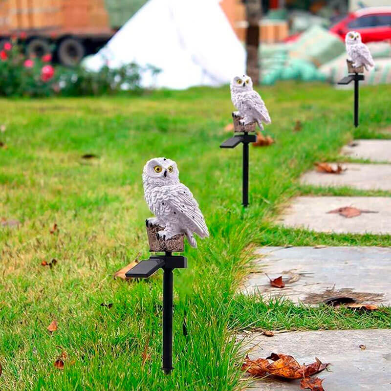 OwlGlow Owl Garden Lamp on Solar Energy - Atmospheric Outdoor Lighting