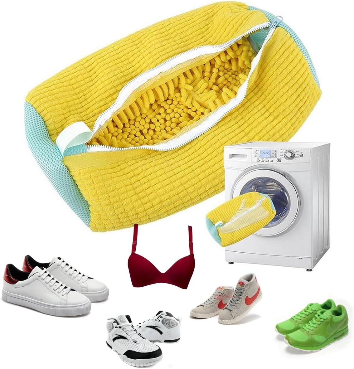Schoenwaszak met borstel en ritssluiting – voor de wasmachine