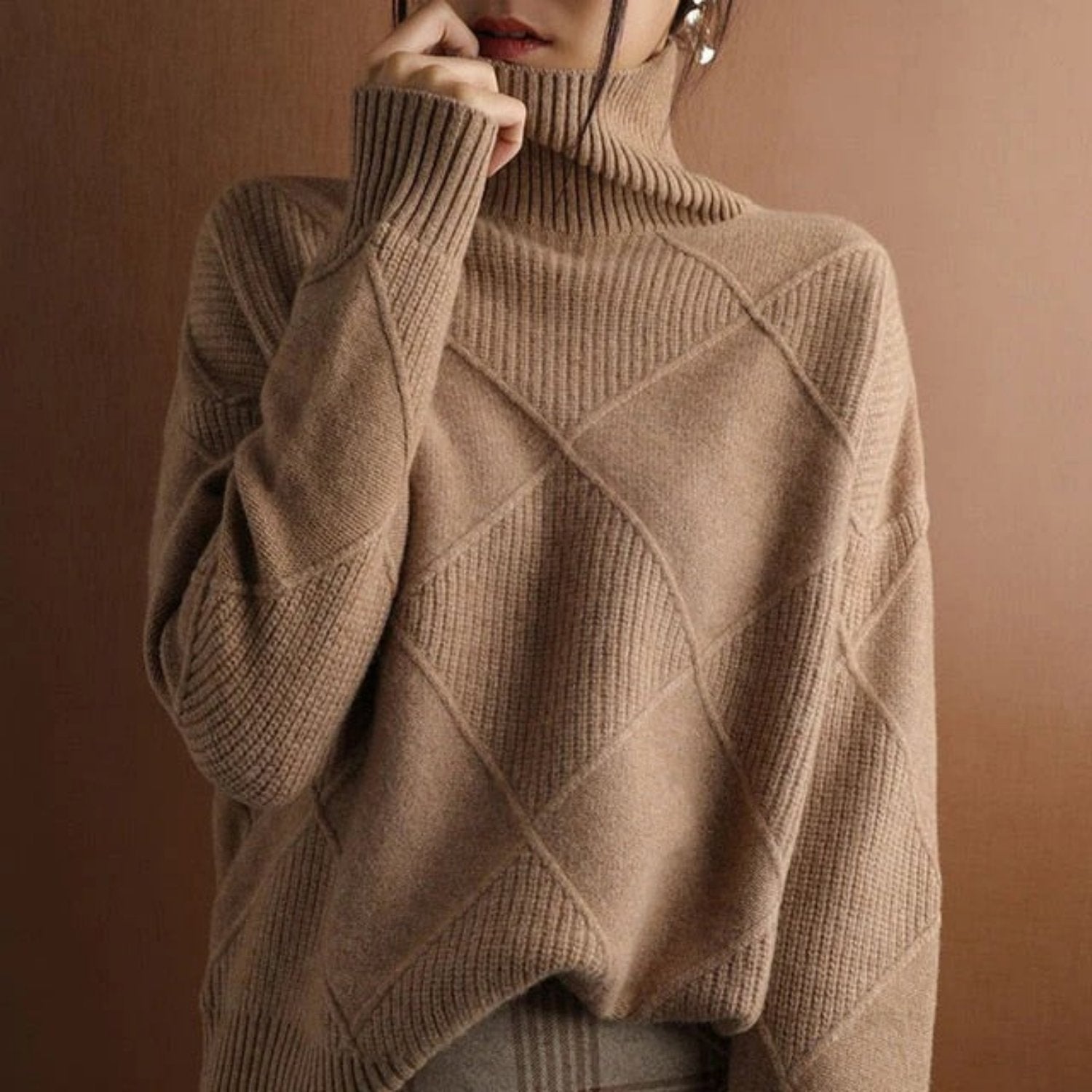Veloria – Women's Cotton Turtleneck Sweater, Classic & Warm