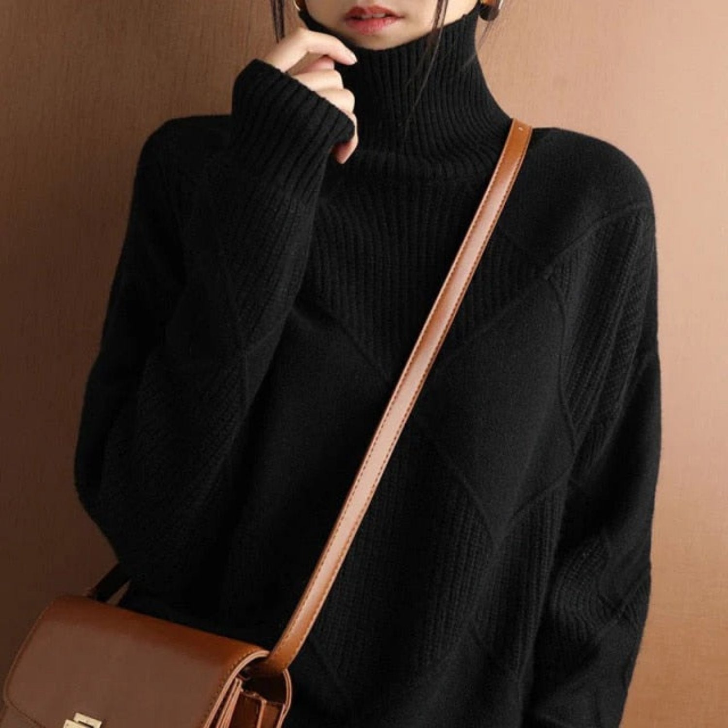 Veloria – Women's Cotton Turtleneck Sweater, Classic & Warm